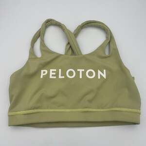 Peloton Racerback Sports Bra Green Nylon Spandex Wireless Pullover Logo sz M